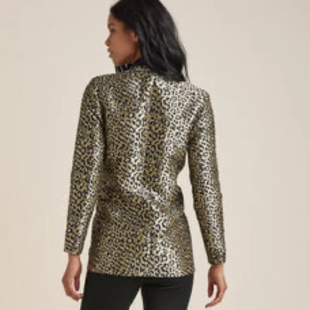 NEW VENUS Leopard Jacquard Blazer COLOR  Black & Gold